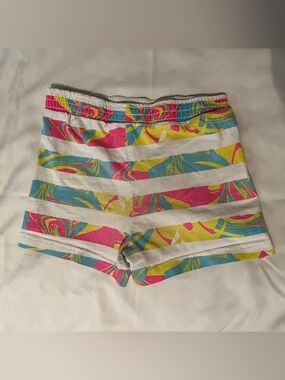 Girls 4T Tropical Stripe Shorts Pink Blue Yellow Summer Shorts 100% Cotton